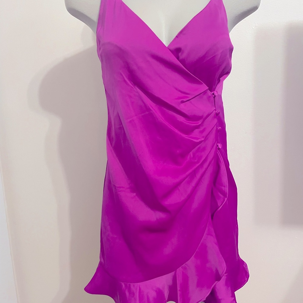 Satin Fushcia mini dress